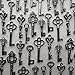 Salome Idea Skeleton Key Charm Set in Gunmetal Black (48 Charms) 6 Styles – Vintage Style Key Charms (Black Color)