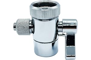 ZIGZAGSTORM Kitchen Sink Faucet Water Filter Diverter Valve for Push on 3/8 inch Tubing Replacement Part Adapter with M22 X M24 Connector, Brass Body, Chrome Plated Made In Taiwan