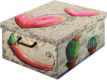 LAVATELLI Caja en Carton, Tòrtola/Verde/Rojo, 39 x 50 x 24 cm: Amazon.es: Hogar