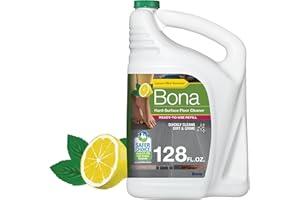 Bona Multi-Surface Floor Cleaner Refill - 128 fl oz - Lemon Mint - Residue-Free Floor Cleaning Solution refill for Spray Mop and Spray Bottles - For Use on Stone, Tile, Laminate, and Vinyl Floors