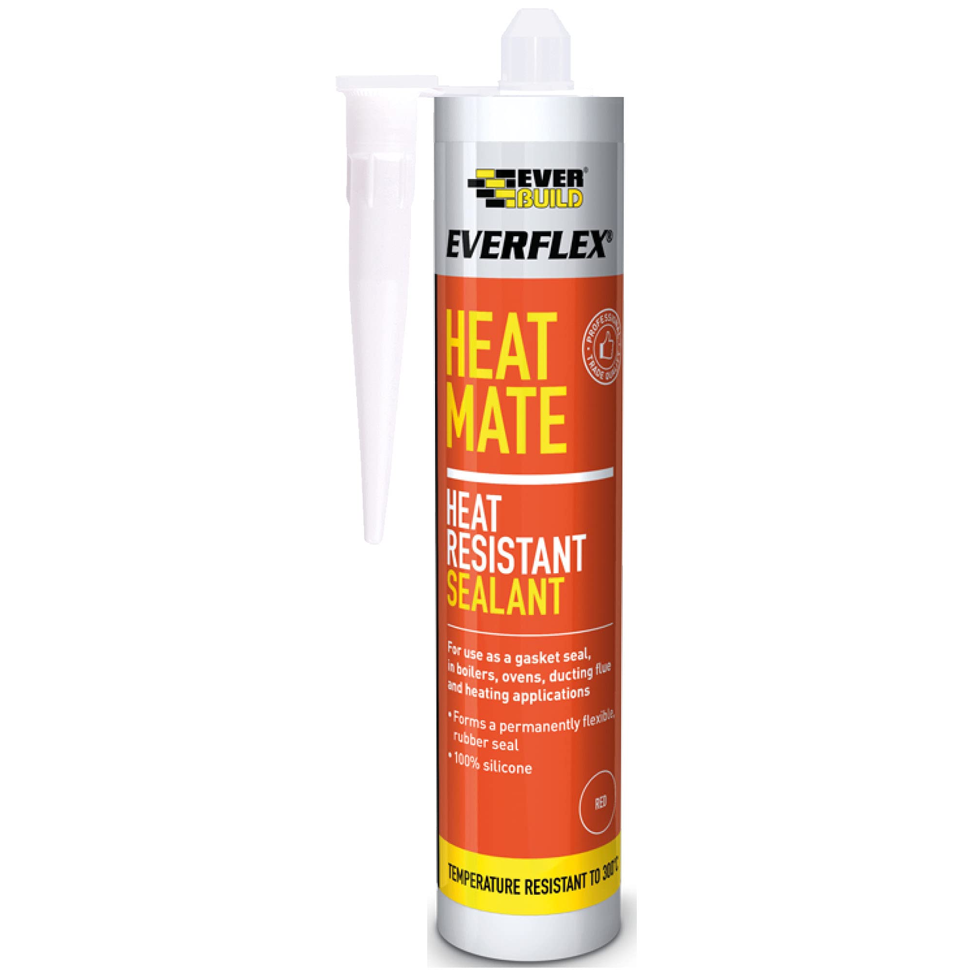 Everbuild Everflex Heat Mate Sealant – High Performance Heat Resistant Silicone Sealant – Waterproof – Low Dirt Pick Up – Permanently Flexible – Red – 295ml