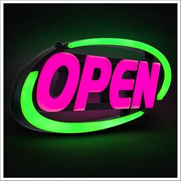 Amazon Com Gli Led Open Sign For Business Stand Out With 64 Super Bright Color Combos To Match Your Brand Programmable App Neon Flash Or Scroll 15 X 32 Inch Office Products
