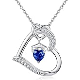 YAFEINI Birthstone Graduation Necklace S925 Sterling Silver Class of 2024 Bachelor Cap Necklaces Class of 2025 Heart Pendant College High School Graduation Jewelry Gifts for Women (September-Sapphire)