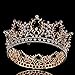 FUMUD Bridal Jewelry Baroque Tiara Crown Women Vintage Headband Rhinestone Crystal Crown (Roes gold)