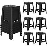 Leinuosen 6 Pcs Plastic Stool for Classroom 18 Inch Stackable School Stools Modern Portable Nesting Chair for Kids Students Classroom School Home Office (Black)