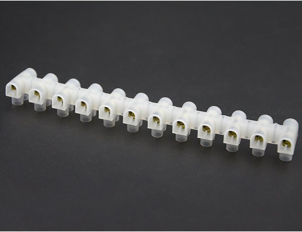 BGTXINGI 6Pcs 30A 60A 12 Position Double Row Screw Terminal Block Environmental Friendly Flame Retardant Nylon Terminal Barrier Block Connector For All Wide Use(White) - Image 5