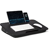 Lap Desk &ndash; L.DOCTOR Cushioned Lap Desks, Portable Laptop Desk for Bed, Couch &amp; Floor, Washable Cushion, Built-in Phone &amp; Tablet Slot, Fits 17.3" Laptop &ndash; Working, Writing, Gaming &ndash; Large, Black