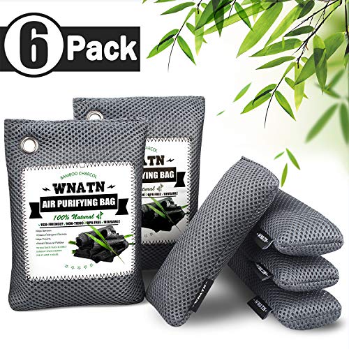 WNATN Natural Air Purifying Bamboo Charcoal Bags, 6Pack(2×200g +4×60g) Shoe Deodorizer, Odor Eliminator, Odor Absorber for Cars and Closets - Thumbnail 7