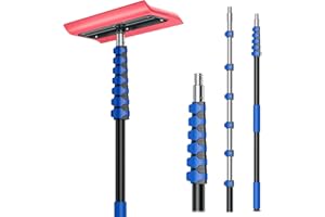 JUECITY Roof Rakes for Snow Removal, Telescoping Snow Rake for House Roof, Solar Panels, Cars & RV, Snow Broom Push/Pull, Heavy Duty Aluminum Ice Scraper, No-Scratch Foam Blade, Roof Shovel Tool (30FT)