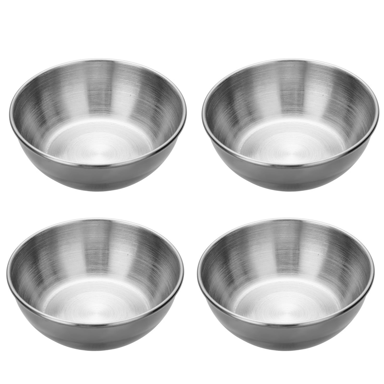 soulnioi Dipping Bowls, Stainless Steel Sauce Dishes, Mini Round Seasoning Dishes, Sushi Soy Snack Bowls for Home Restaurant, Pack of 4-8.2cm Diameter/Silver