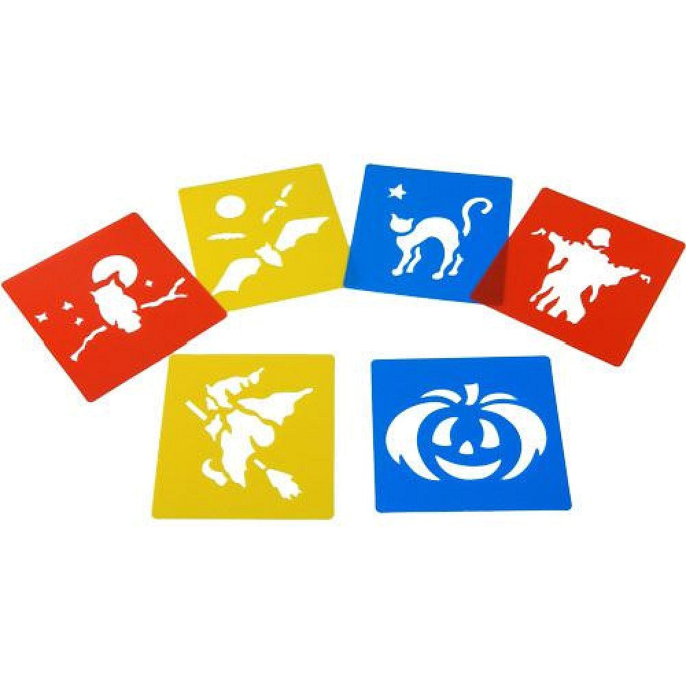READY 2 LEARN Anthony Peters,Red Blue Yellow,AP/115/WSH Washable plastic stencils - Halloween themed - pack of 6-15cm x 15cm - children's arts and crafts