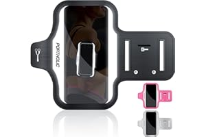 PORTHOLIC Running Armband with Large Reflective Strips, for iPhone 17/16/15 Pro/Pro Max/14 Plus/13/11/XR/XS, Galaxy S25/24 Water Resistant Phone Holder Case with Extension Strap, Key Card Slot, Earphone Holder