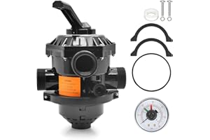 GELOO 262506 1-1/2-Inch 6-Way Clamp Style Valve, 262506 Top Mount Multiport Backwash Valve, Compatible with Pentair,Tagelus,Sand Dollar,Meteor Pool and Spa Sand Filters