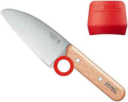 Sports & Outdoors - Opinel Le Petit Chef Knife Set, Chef Knife with Rounded Tip, Fingers Guard, For Children, Teaching Food Prep and Kitchen Safety, 2 Piece Set, Made in France