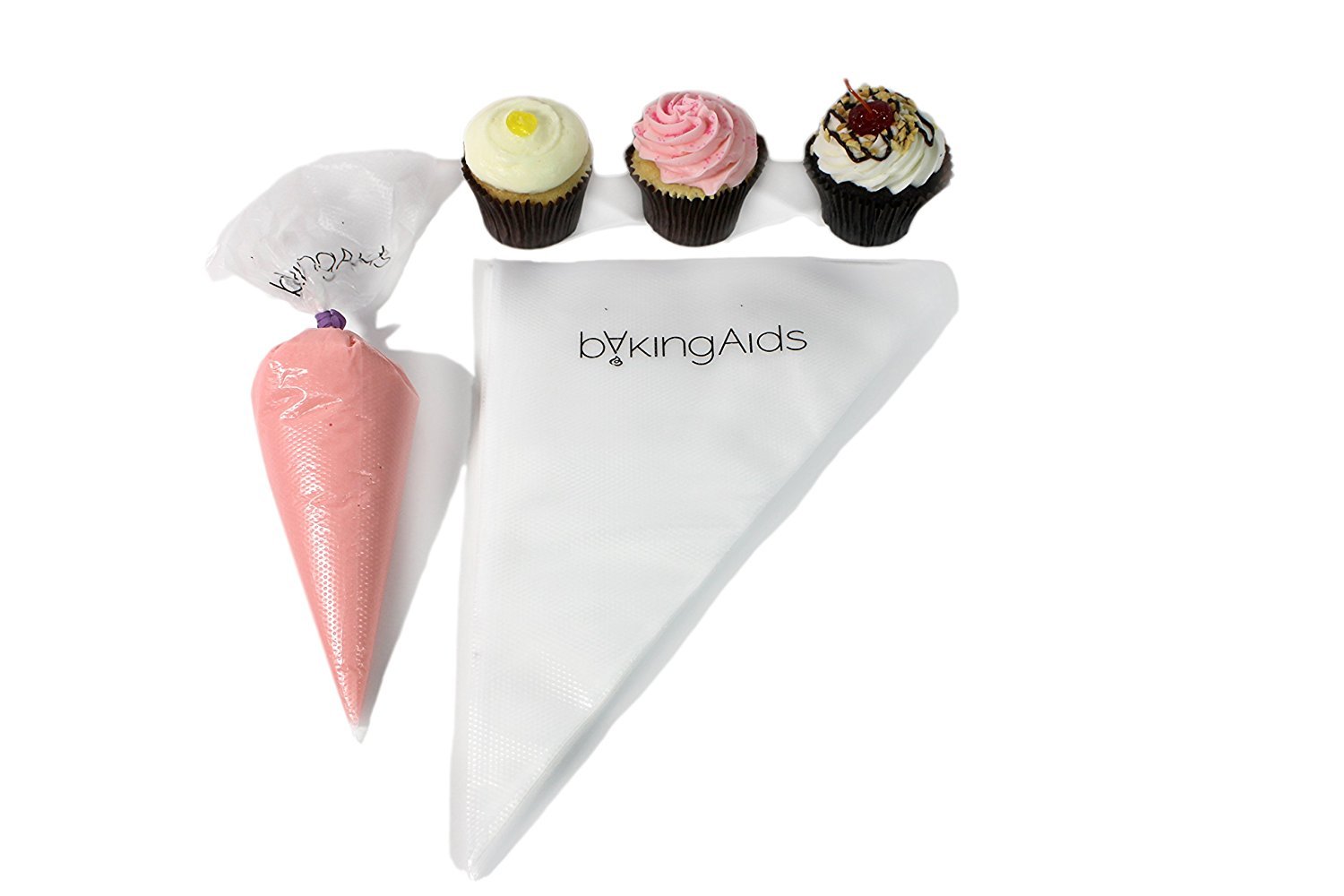 Baking Aids 120 Pack Disposable Pastry Bags - Extra Thick, Textured, and Strong Icing Bags - Perfect for Decorating Cakes, Cookies, Cupcakes, Pastries – 60 pack 14” and 60 pack 10” bags