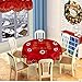 Grelucgo Embroidered Christmas Holiday Holly Tree Tablecloth (69 Inches Round Tablecloth)