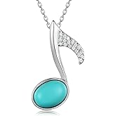 Yorionke Musical Note Necklace 925 Sterling Silver Music Note Pendant Turquoise Music Jewelry for Women Musiclover Birthday Gifts