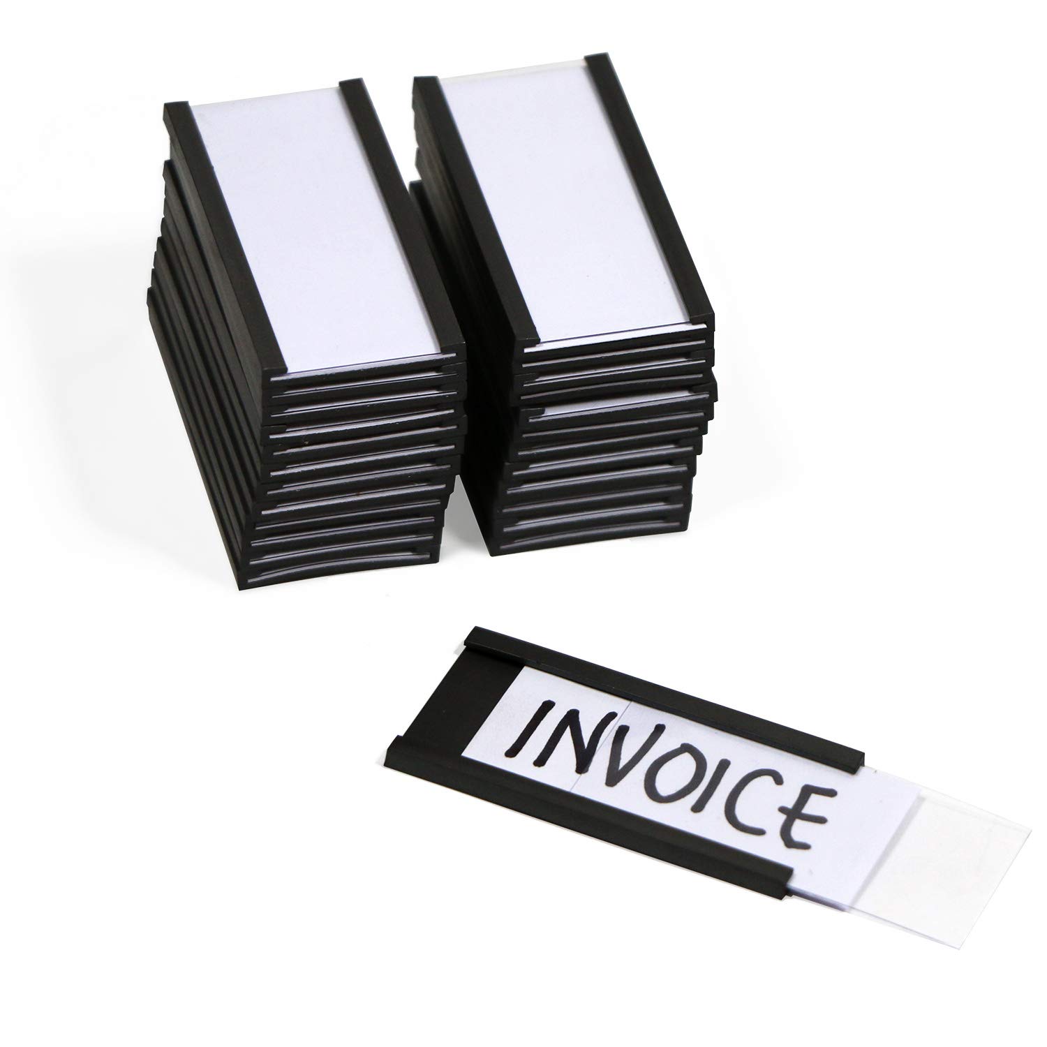 SmartSign Magnetic 'C' Channel Card Holders for Metal Racks and Shelves | 1" x 2" Pack of 25