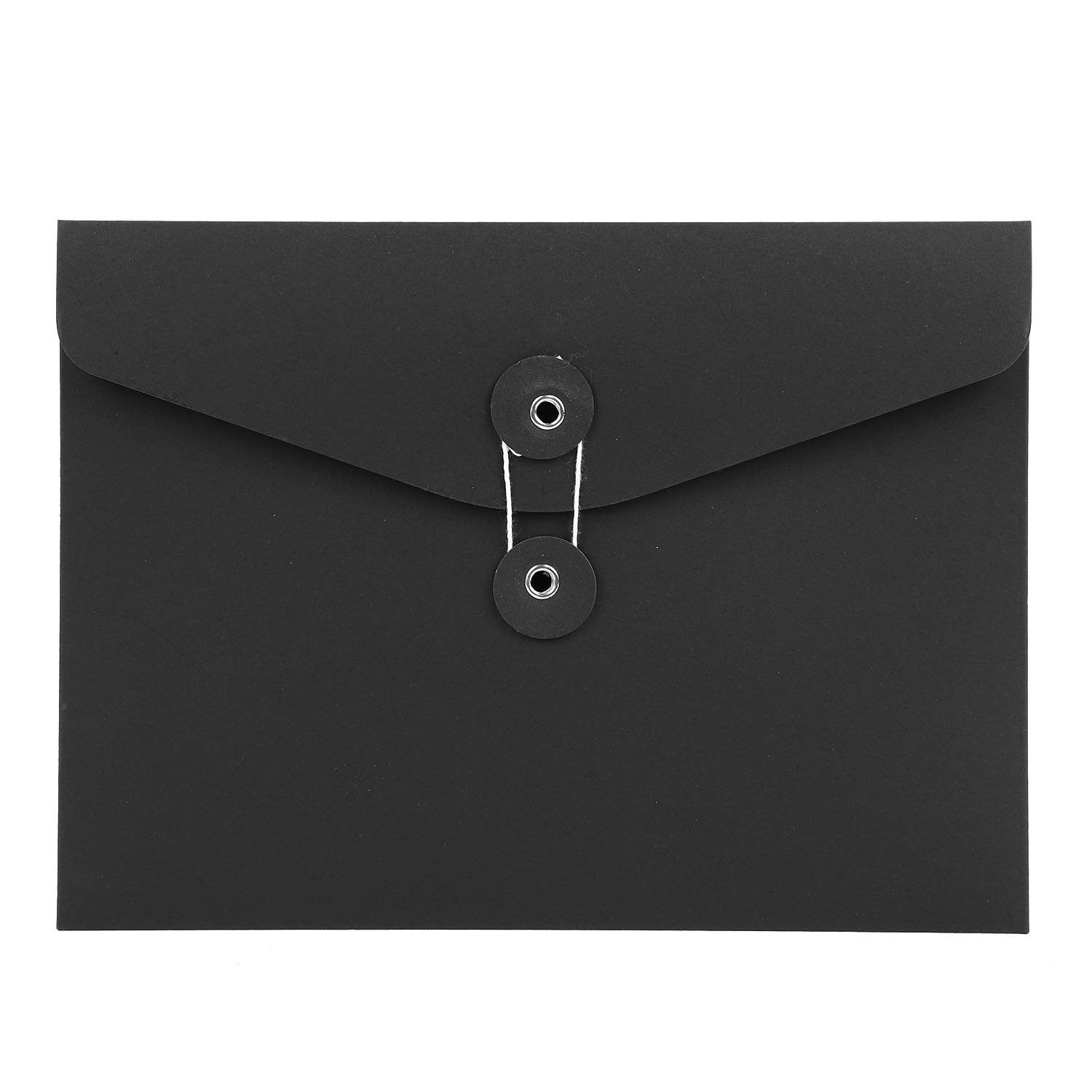 10Pcs A5 Kraft Envelopes with String Black Paper Project Folder Flat File Holder Document Paperwork Storage Portfolio Envelope Paper Bag File Organizer with String Tie Closure for Office School Home