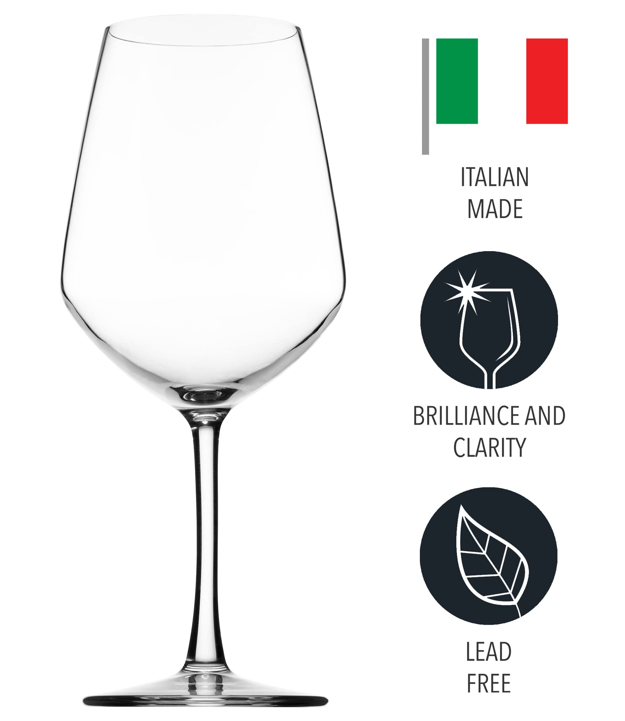 Lefonte Wine Glasses, Italian Red Wine Glasses Set, 18oz Clear Wine Glasses, Wine Glass Cups