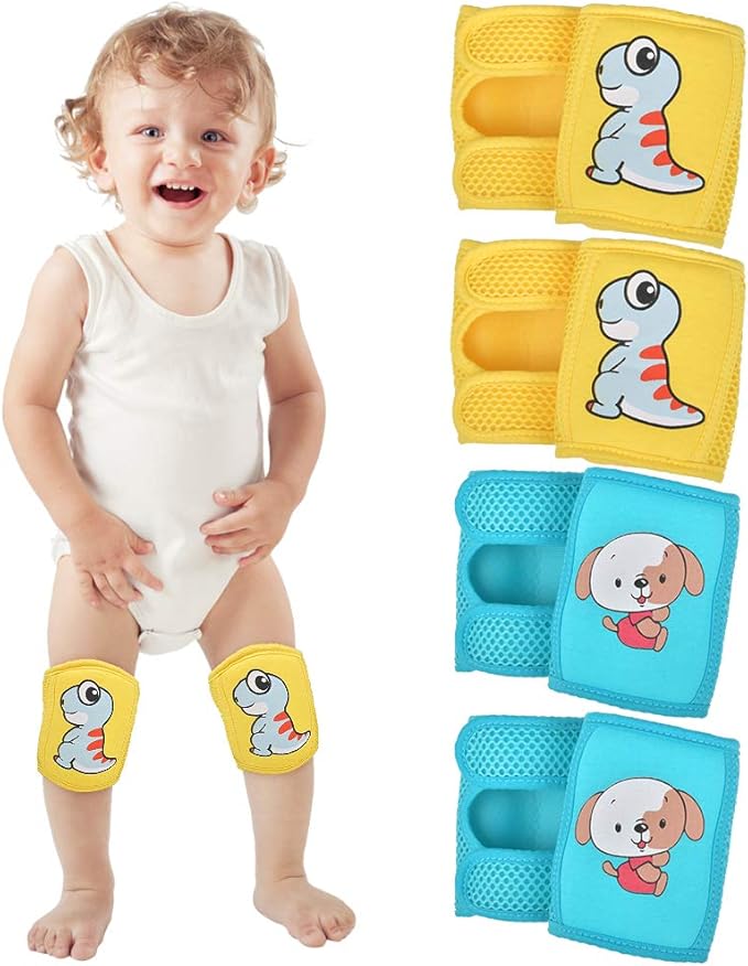 IUMÉ Baby Knee Pads for Crawling (4 Pairs), Adjustable Baby