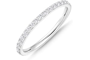 Gelbesty Gold Wedding Band Rings for Women, Cubic Zirconia Promise Eternity Engagement Rings for Her, Non Tarnish Silver Stackable Thumb Pinky Band Size 4/5/6/7/8/9/10/11