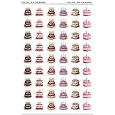 Birthday Cake Color Scrapbooking Mini Planner Stickers (108 Stickers) (Matte White)