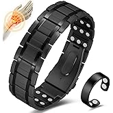 Cigmag 3X Magnetic Bracelets for Men Ultra Strength Magnets Upgrade Folding Clasp Titanium Bracelet & Copper Ring Adjustable with Sizing Tool (Black)