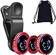 KINGMAS 3 in 1 Universal Fish Eye Lens + Wide-Angle Lens + Macro Clip Camera Lens Kit for iPad iPhone Samsung Android and Most Smartphones