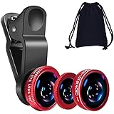 KINGMAS 3 in 1 Universal Fish Eye Lens + Wide-Angle Lens + Macro Clip Camera Lens Kit for iPad iPhone Samsung Android and Mos