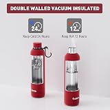 Exllena 1L Insulated Water Bottle with Clip Red Stainless Steel BPA Free view 4