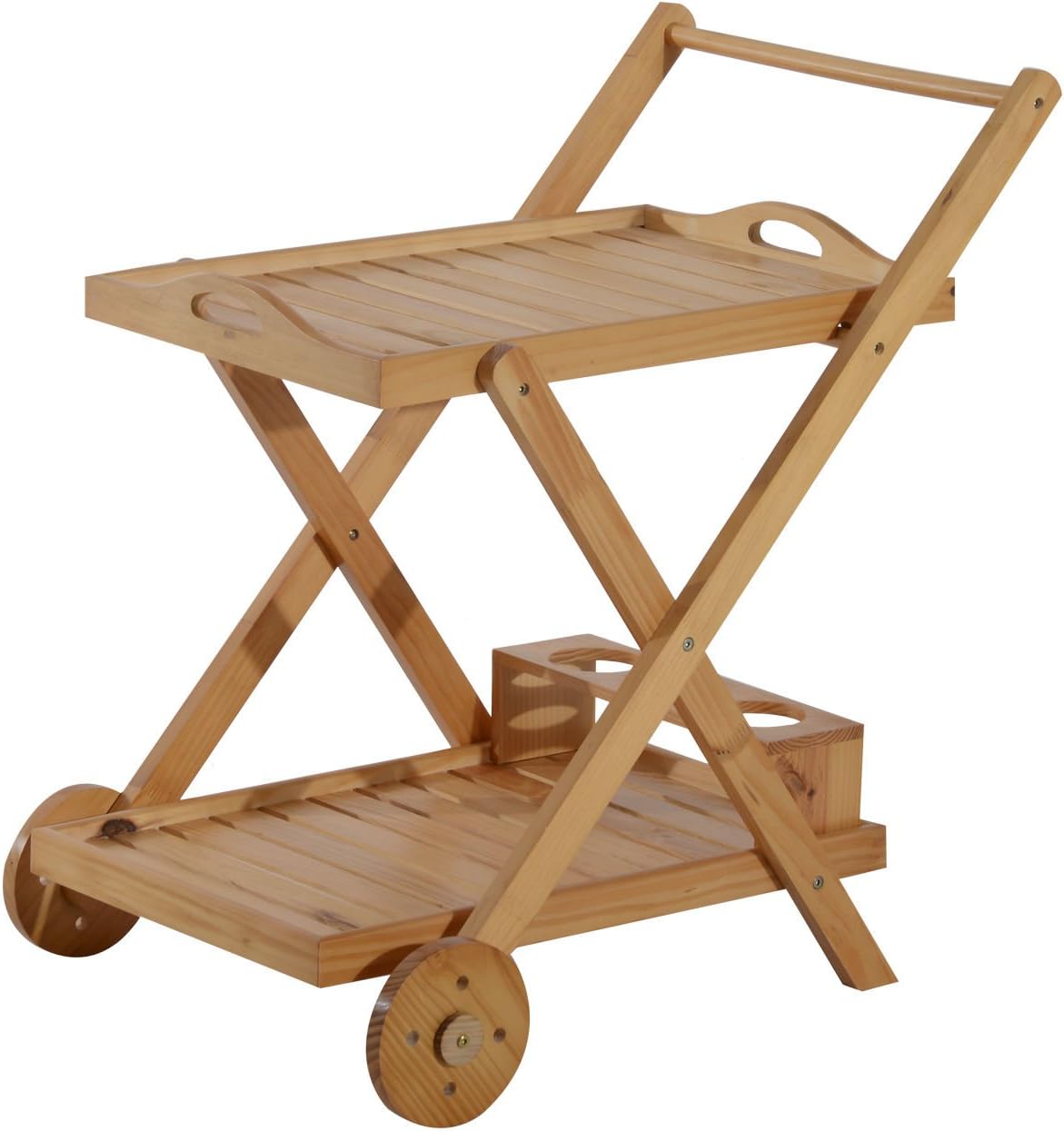 Foldable Wooden Rolling Kitchen Cart With 3 Bottles Wine Rack Trolley Storage Unit Folding Kitchen Island Serving Utility Dining Room Portable 2 Tiers Design Easy To Store