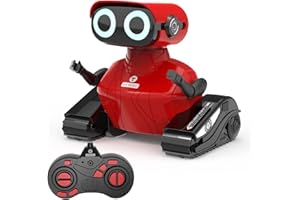 GILOBABY Robot Toys, Remote Control Robot Toy, RC Robots for Kids with LED Eyes, Flexible Head & Arms, Dance Moves and Music, Birthday Gifts for Girls Ages 3+ Years (Red)