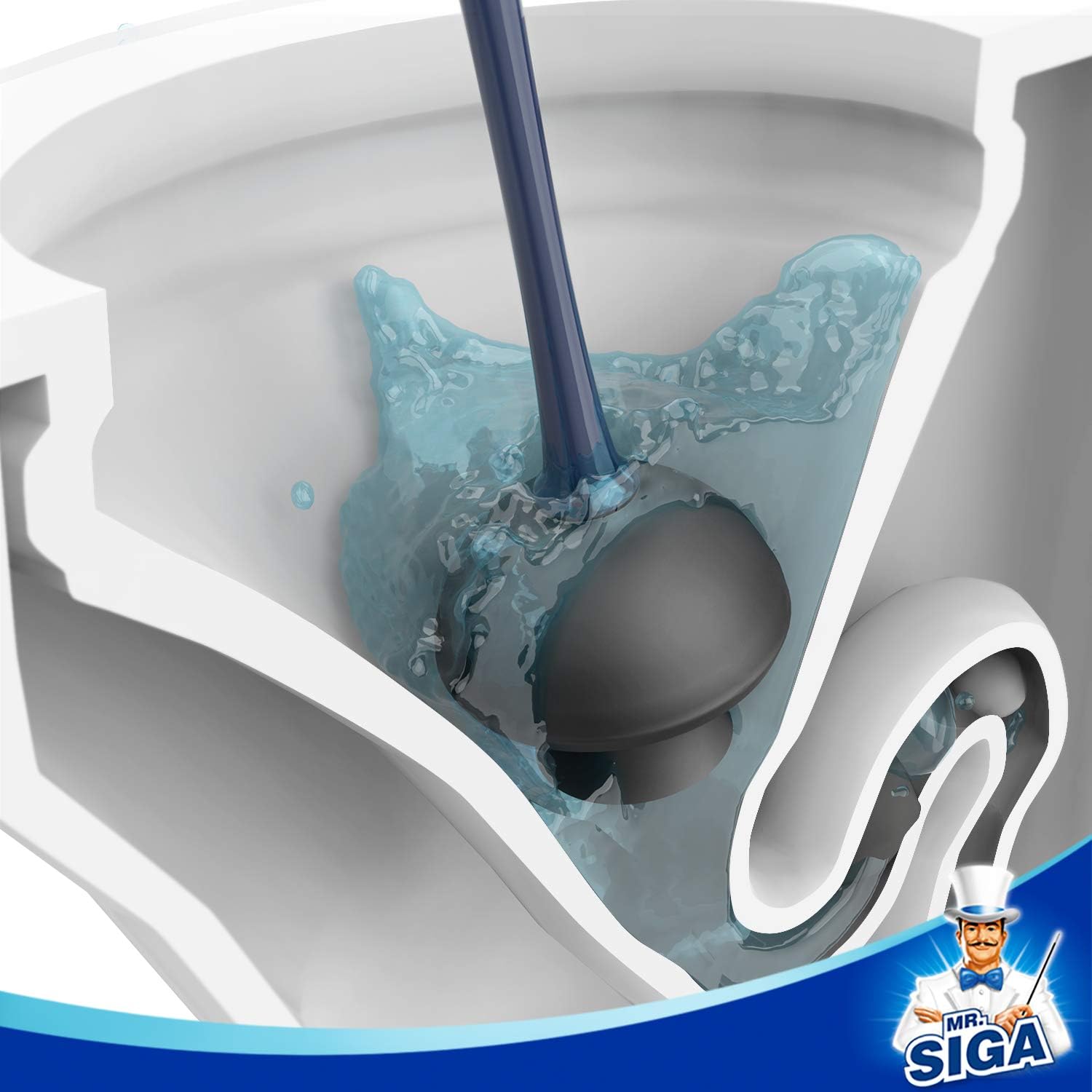MR.SIGA Toilet Plunger and Bowl Brush Combo for Bathroom Cleaning, Navy, 1 Set: Home & Kitchen