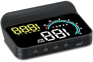 Liiiyuan M12 Heads up Display Windshield Projector, Digital Speedometer for car, OBD2/GPS Speedometer with Speed, Overspeed Warning, Display Water Temperature, Direction, Suitable for All Vehicles.