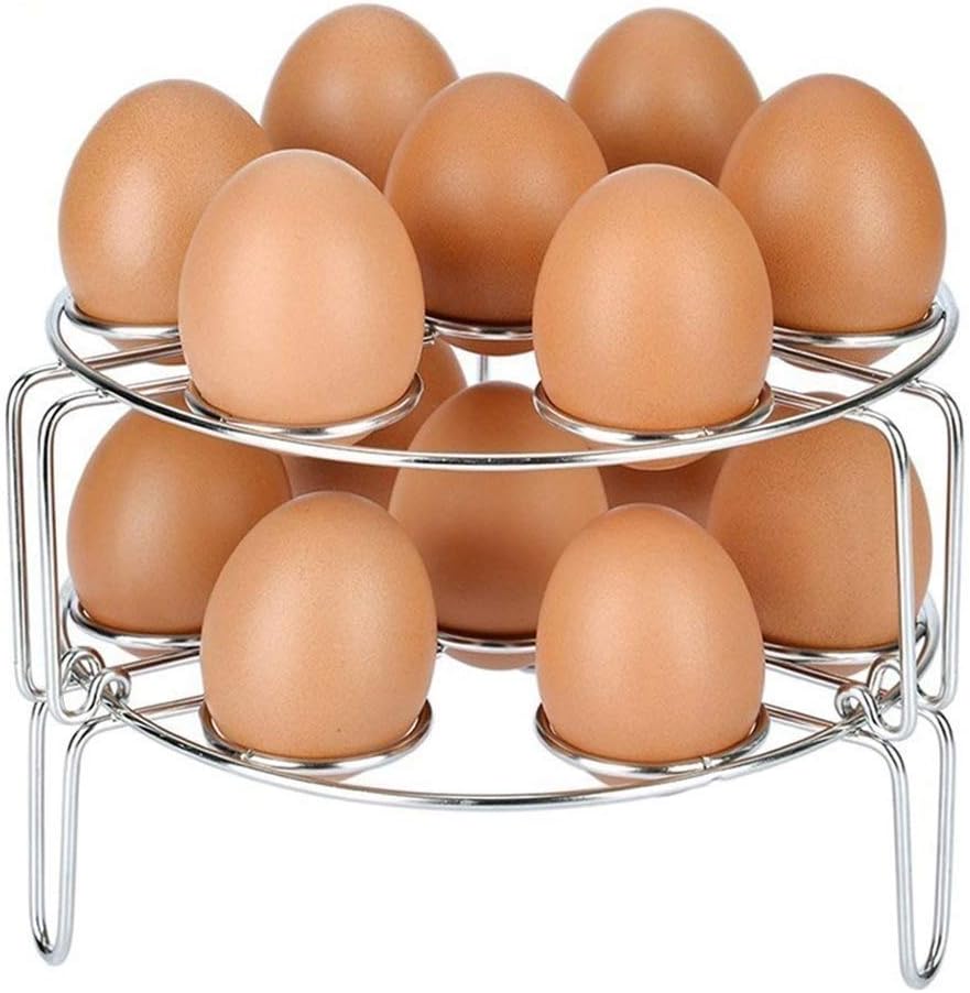 2 PCS Upgraded Version Egg Steamer Rack, Stackable Stainless Steel Steamer Rack Trivet for Instant Pot and Pressure Cooker Accessories,Vegetable Cooler Stand Basket Set, Kitchen Cooking (2 Pack)