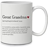 DOTAIN Great Grandma Definition Meaning Coffee Mug Ceramic Cup(11oz), Double Side Printed, Funny New Gag Novelty Mug Gifts For Grandma, Nana, Grandmother, Granny