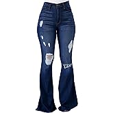 PEIHOT Vintage Bell Bottoms Flare Jeans for Women 90s High Waist Ripped Distressed Wide Leg High Rise Denim Pants
