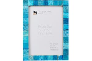 Handicrafts Home 5x7 Christmas Decor Turq Picture Frame– Handmade Bone Inlay Photo Frame for Valentine’s Day Gift, Colorful F