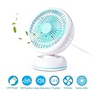 MYUS 7 Inch USB Desk Fan Quiet Table Fan Personal Fan with Retractable 3.3ft USB Cable (360° Horizontal Rotation, 2 Speeds, USB Powered ONLY) for Baby Room Office Home