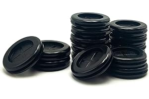 EASYEAH 1-1/4 in Rubber Grommets for Wiring,1 in ID, Double-Sided Rubber Plugs for Holes Firewall Grommet Automotive, Wire Cable Protection for Metal Electric Box, 15 Pcs 25.4x30 mm, Black