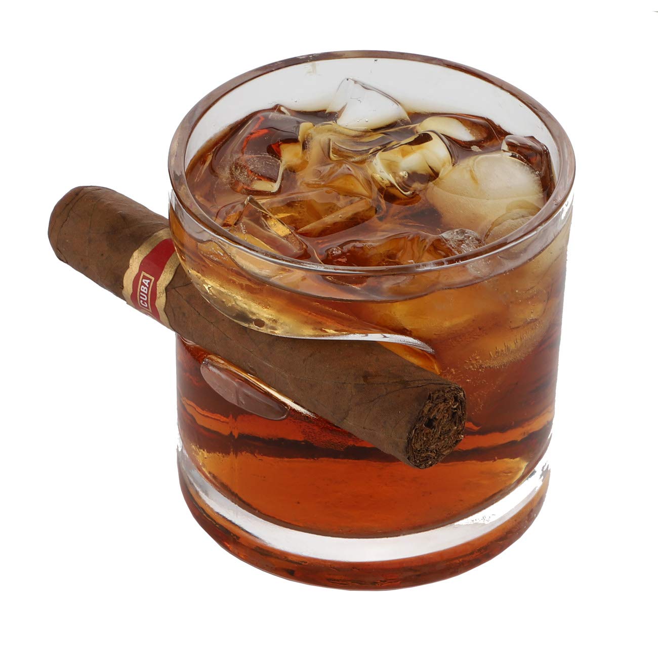 whiskey Cigar Glass - Old Fashioned Whiskey Glass With Indented REST Cigar Rest cigar Companion glass