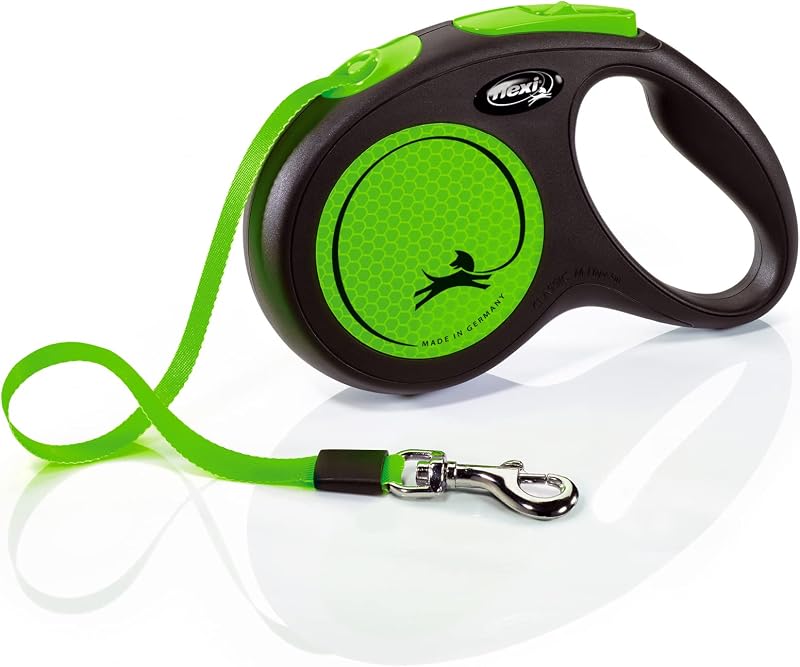 flexi Neon M Tape 5 m Black Neon-Green Retractable Dog Leash up to 25 kg