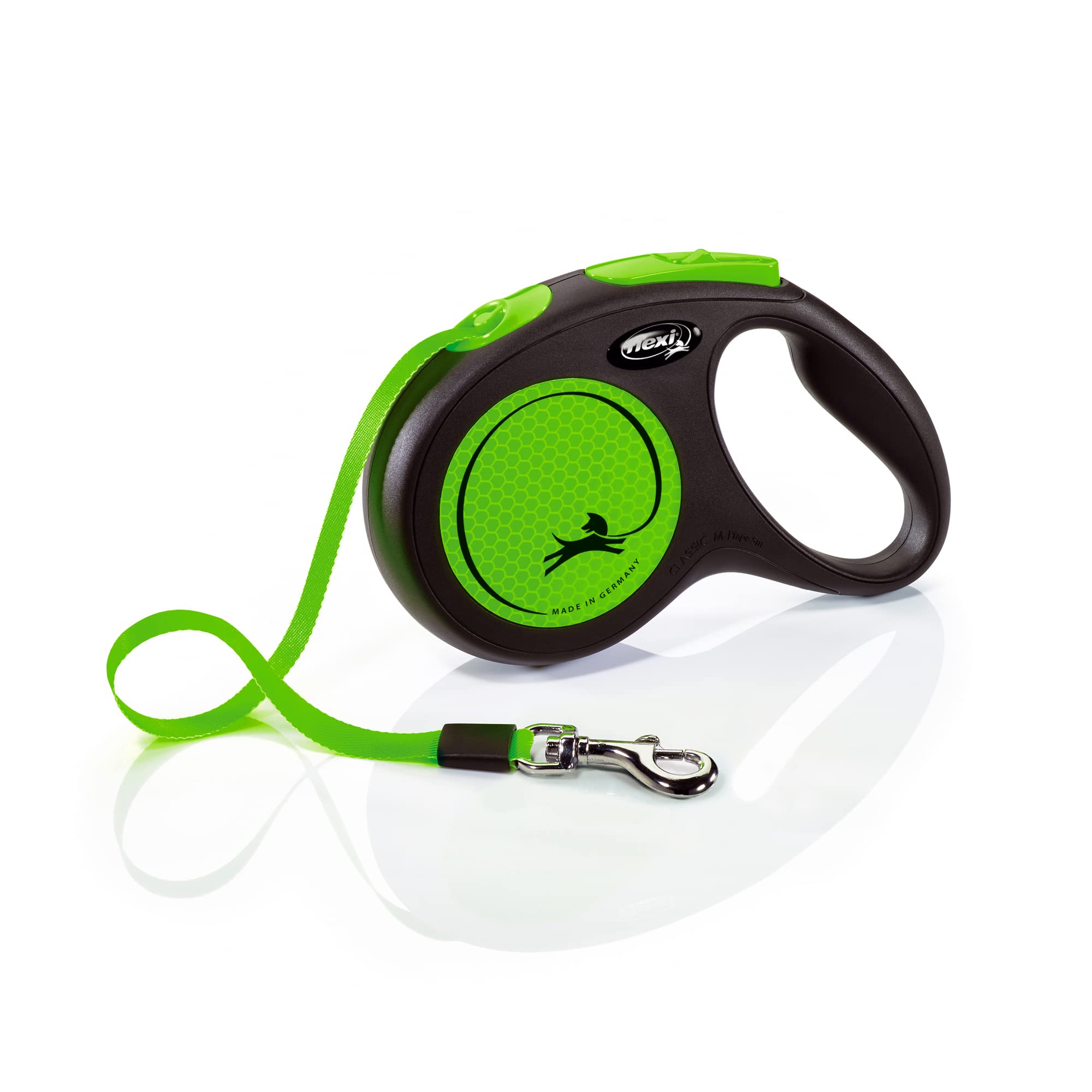 flexi Neon M Tape 5 m black/neon-green, retractable leash for dogs up to 25 kg — image 1