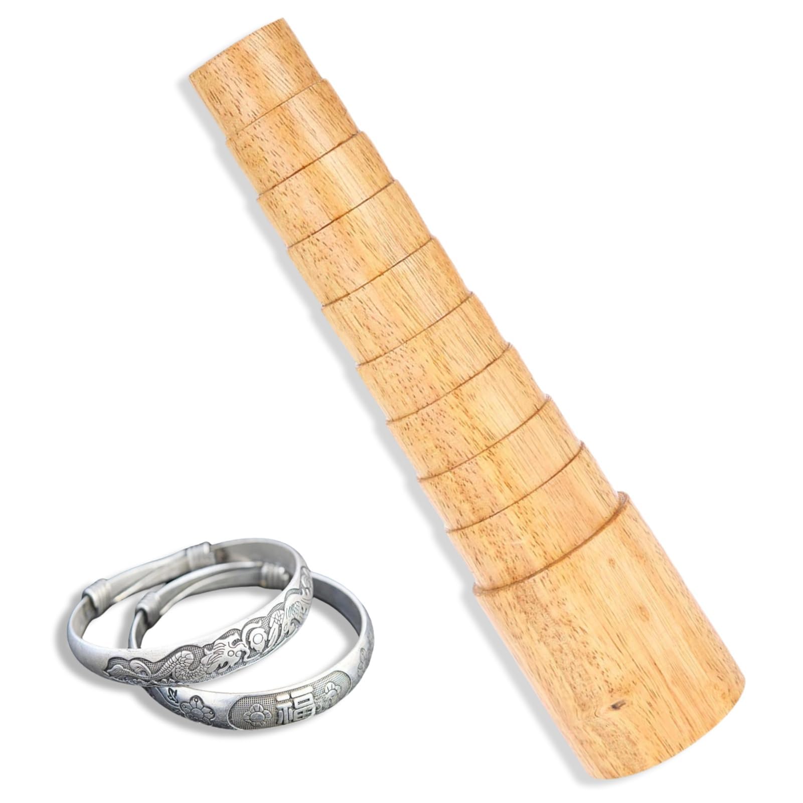 Cyrank Wooden Bracelet Mandrel, Wooden Ring Mandrel 10 Tier Wood Step Bracelet Mandrel Sizer Bracelets Size Measuring Stick Ring Sizer Ring Mandrel Jewellery Making Mandrel Looping Tool
