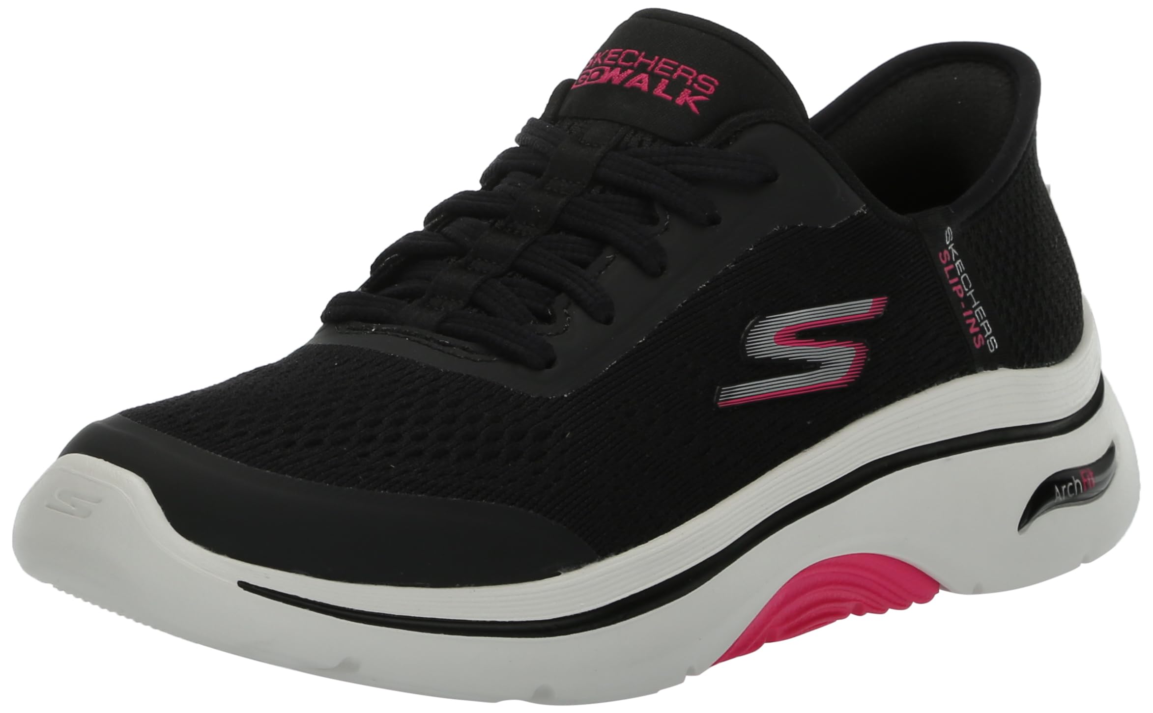 Photo 1 of Skechers Women's Go Walk Arch Fit 2.0 Valencia Hands Free Slip-Ins Sneaker, Black/Hot Pink, 9