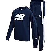 New Balance Boys Jogger Set - 2 Piece Athletic Jersey Graphic Long Sleeve Shirt and Tricot Jogger Sweatpants for Boys (8-16)