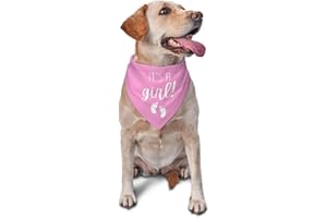 vercosee It's A Boy It's A Girl Gender Reveal/Baby Announcement Dog Bandana,Dog Engagement Bandana,Gender Reveal Dog Bandana,Gender Reveal Dog Bandana Reversible, (Pink-1)