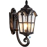 LONEDRUID Dusk to Dawn Sensor Outdoor Wall Light Fixtures Black Roman 17.71" H Exterior Wall Lantern Waterproof Sconce Porch 