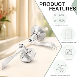 GOBEKOR 3 Pack Satin Nickel Privacy Door Handles